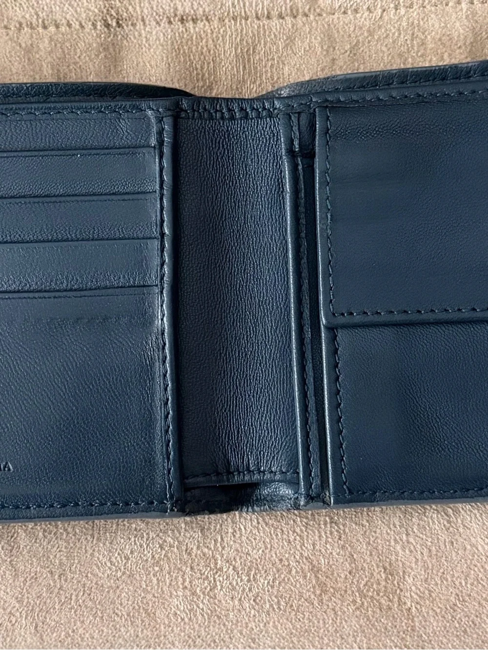 Bottega Veneta Black & Navy Blue Intrecciato Leather Bi-Fold Wallet, Classy!